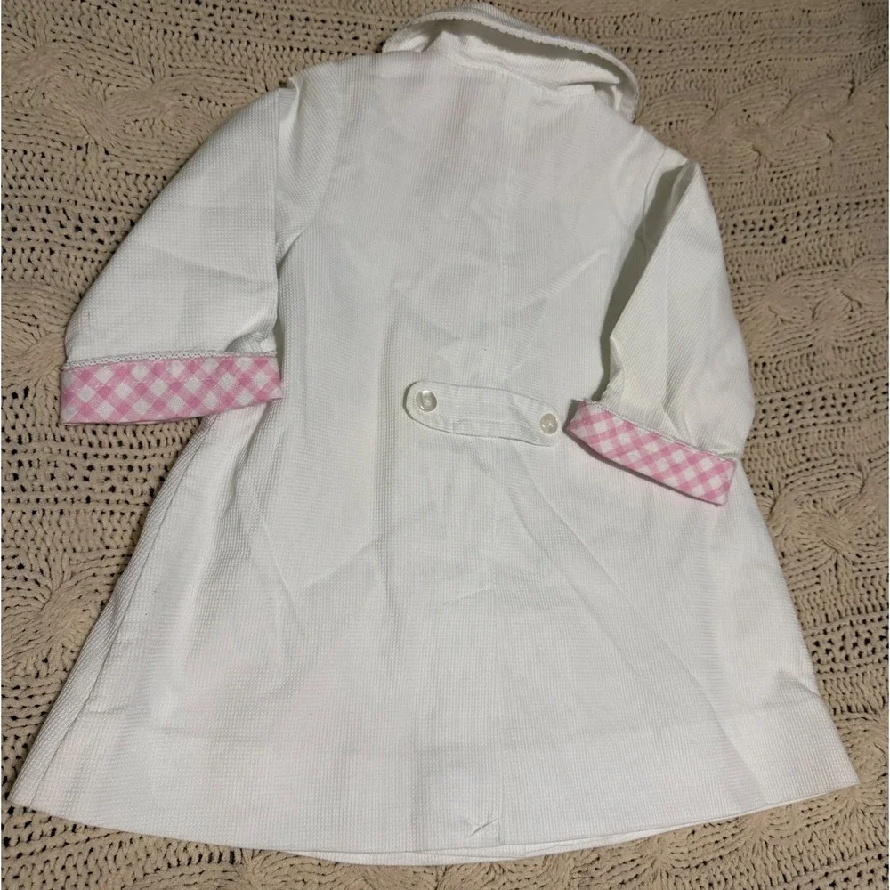 The Childrens Place Girls White Seersucker Trench Coat Pink Gingham 12M  NWT